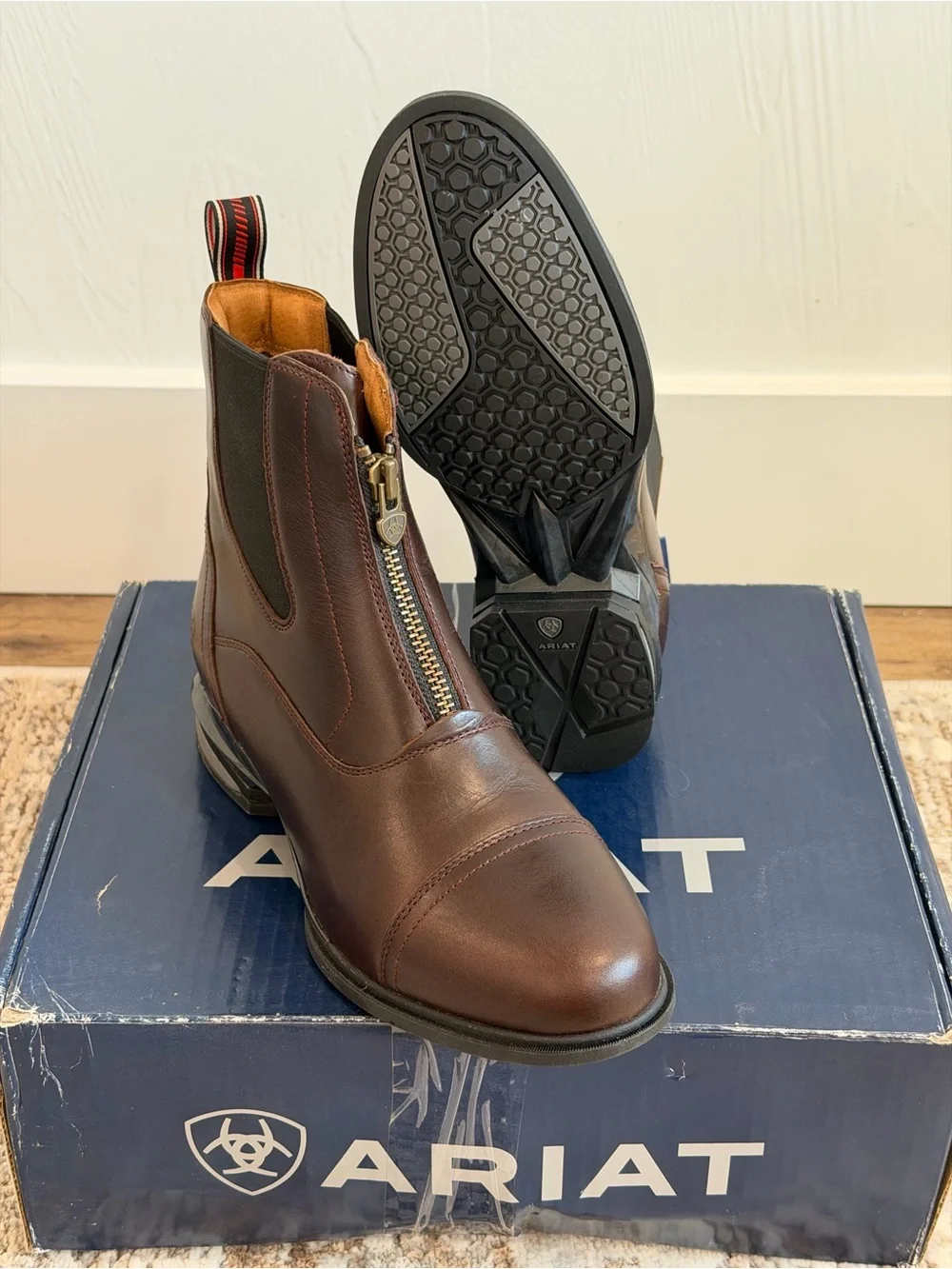 Ariat Women’s Devon Nitro Paddock Boots Size 9.5 B Zip Up In Waxed Chocolate